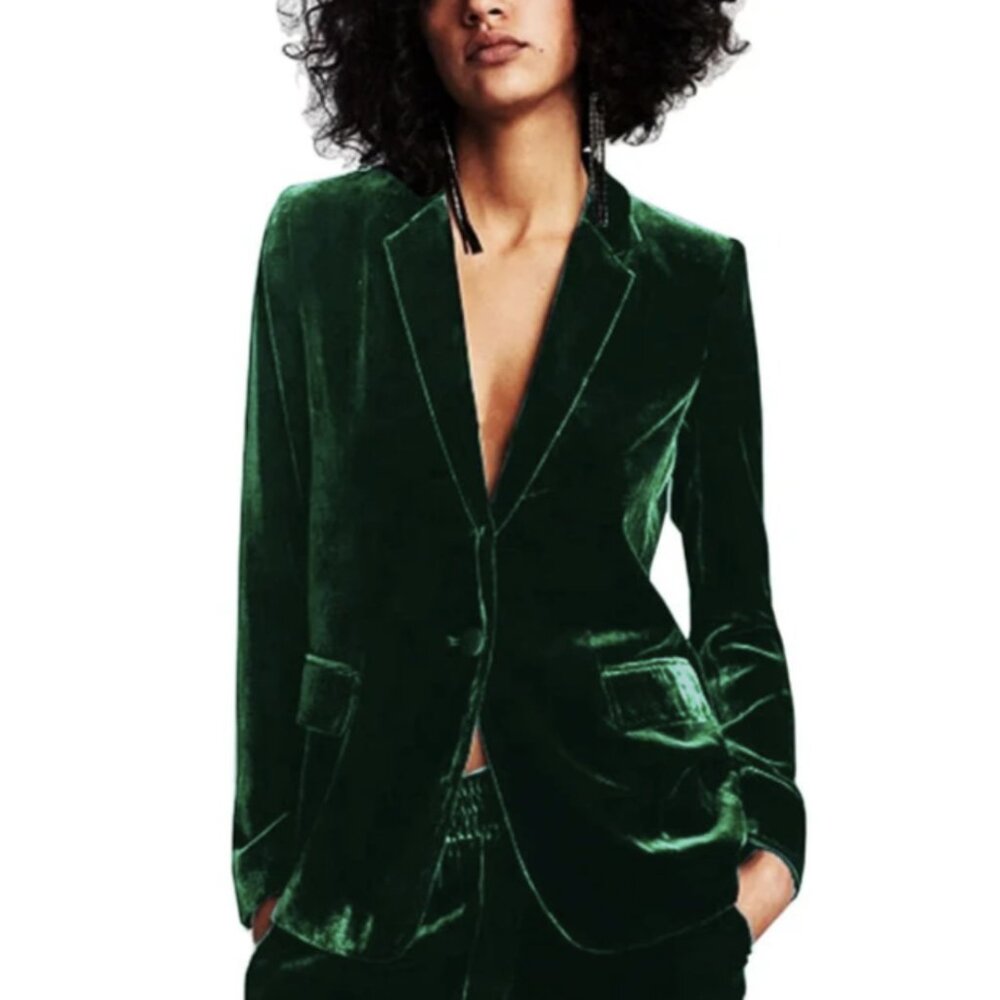 ATIKSHOP GREEN VELVET BLAZER/ SIZE: MEDIUM